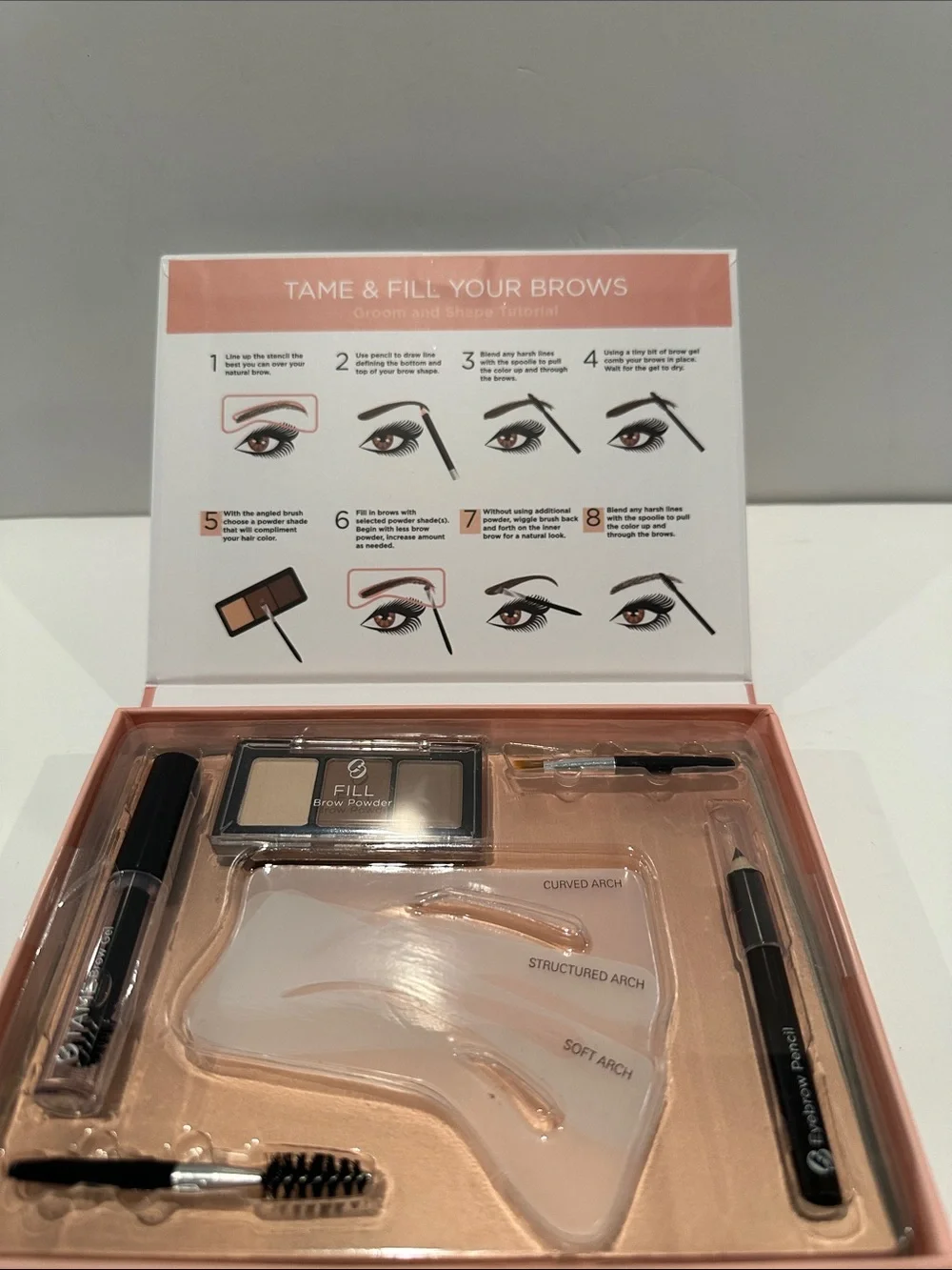 Giordano Tame & Fill 10 Piece Brow Kit w/Gel, Brow Powder, Brow Stencils, etc.